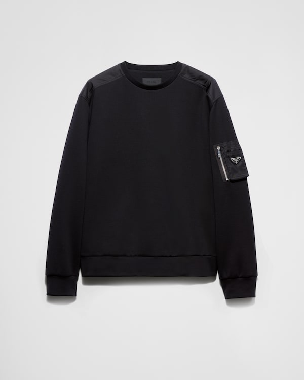 Cotton fleece and Re-Nylon sweatshirt - Black/Black Cotton fleece and Re-Nylon sweatshirt - Black/Black