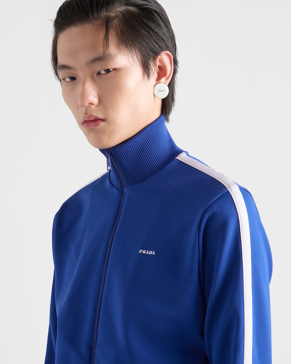 Technical fabric blouson jacket - Cornflower Blue/White Technical fabric blouson jacket - Cornflower Blue/White