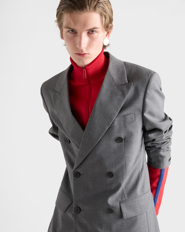 Technical fabric blouson jacket - Red/Bright Blue Technical fabric blouson jacket - Red/Bright Blue