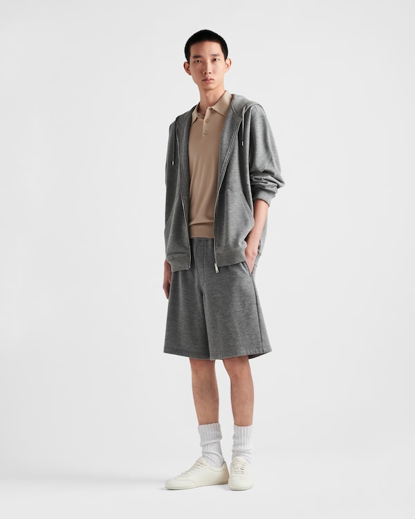 Cashmere blend cardigan hoodie - Grey Cashmere blend cardigan hoodie - Grey