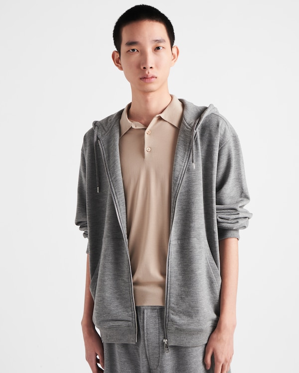Cashmere blend cardigan hoodie - Grey Cashmere blend cardigan hoodie - Grey