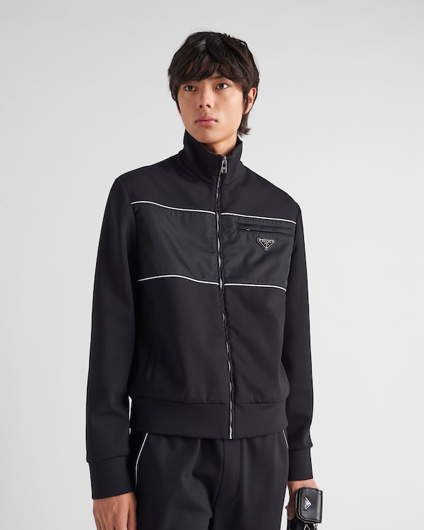 Sweatshirt with Re-Nylon details - Black/White Sweatshirt with Re-Nylon details - Black/White