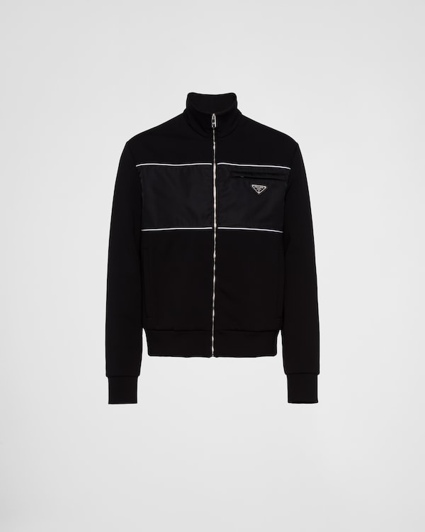 Sweatshirt with Re-Nylon details - Black/White Sweatshirt with Re-Nylon details - Black/White