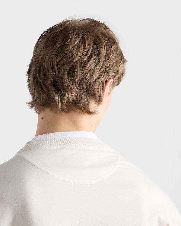 Long-sleeved cotton T-shirt - Talc/White Long-sleeved cotton T-shirt - Talc/White