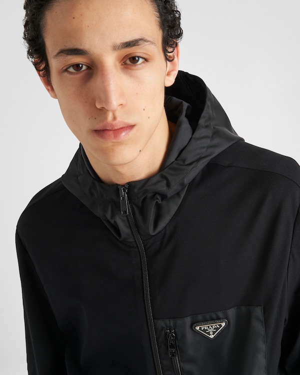 Technical cotton and Re-Nylon cardigan - Black Technical cotton and Re-Nylon cardigan - Black