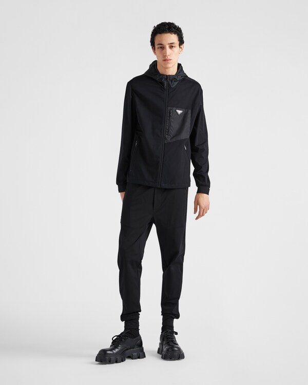 Technical cotton and Re-Nylon cardigan - Black Technical cotton and Re-Nylon cardigan - Black