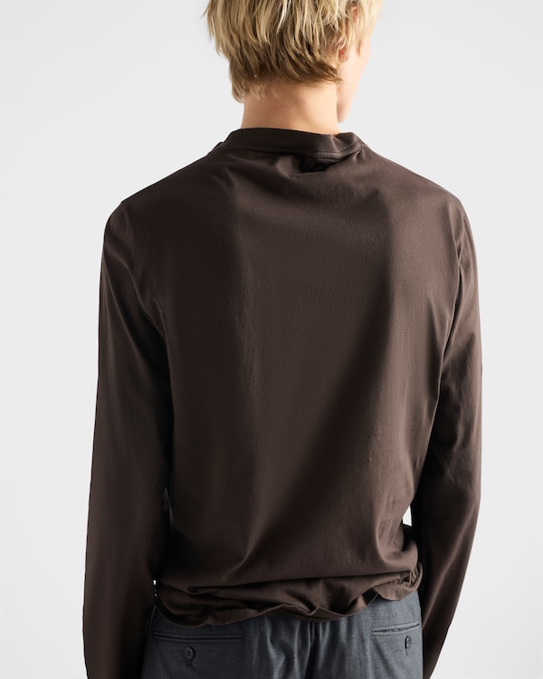 Shapeable long-sleeved cotton T-shirt - Cocoa Brown Shapeable long-sleeved cotton T-shirt - Cocoa Brown