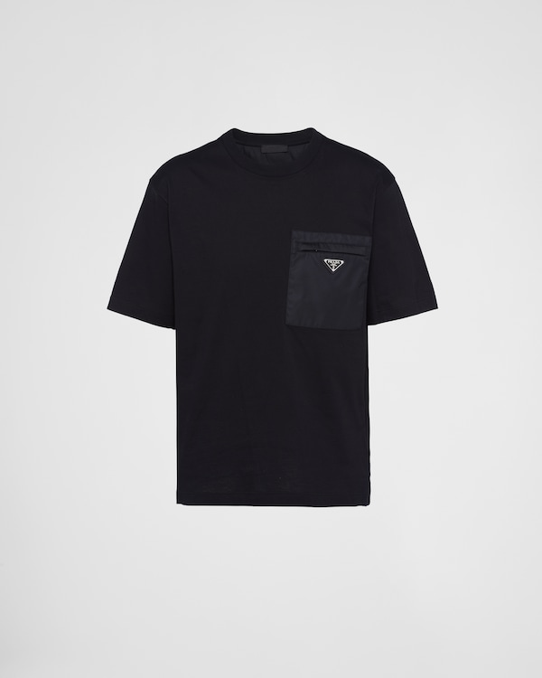 Re-Nylon and jersey T-shirt - Black Re-Nylon and jersey T-shirt - Black