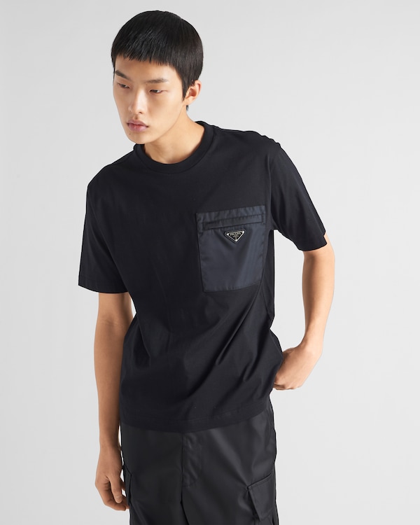 Re-Nylon and jersey T-shirt - Black Re-Nylon and jersey T-shirt - Black