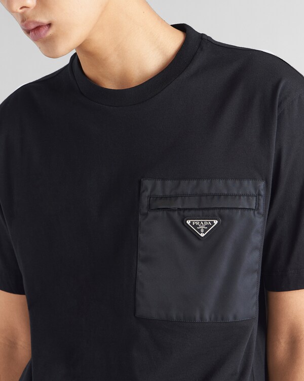 Re-Nylon and jersey T-shirt - Black Re-Nylon and jersey T-shirt - Black
