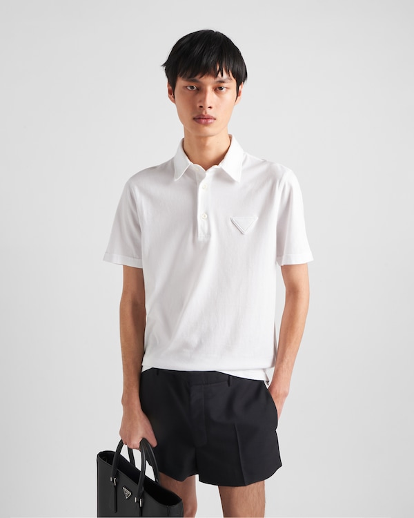 Short-sleeved cotton polo shirt - White Short-sleeved cotton polo shirt - White