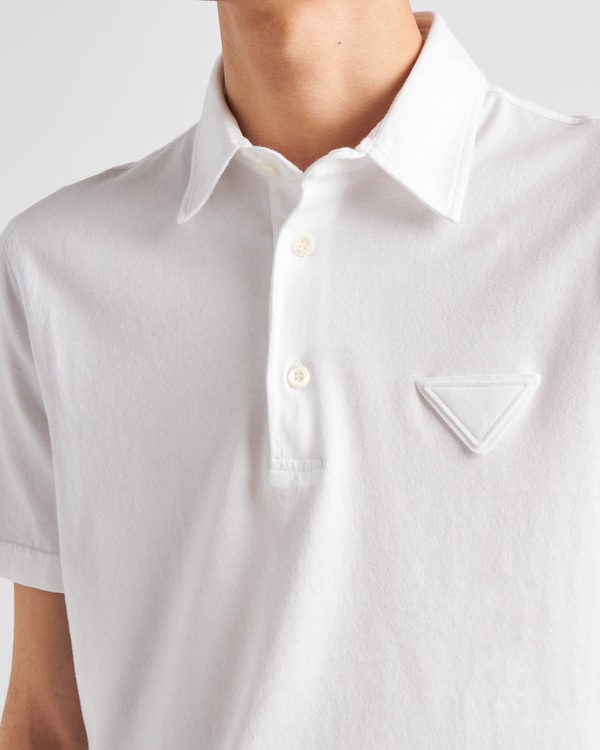Short-sleeved cotton polo shirt - White Short-sleeved cotton polo shirt - White
