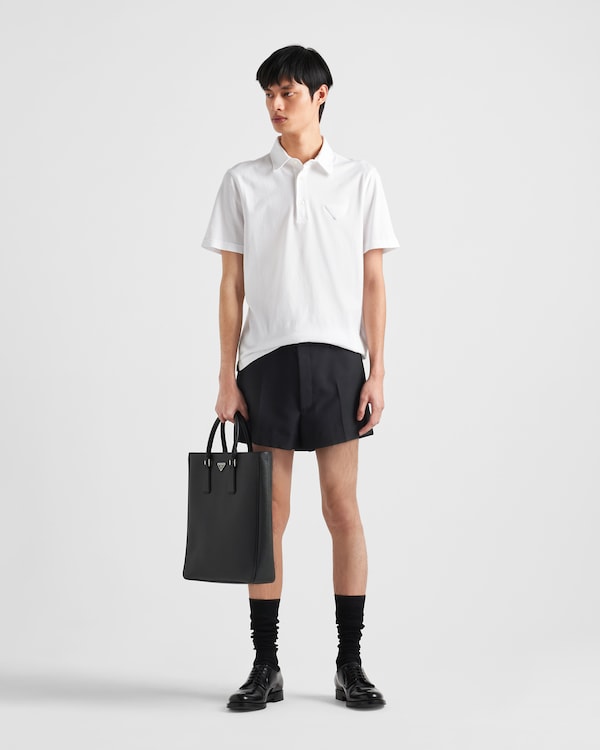 Short-sleeved cotton polo shirt - White Short-sleeved cotton polo shirt - White