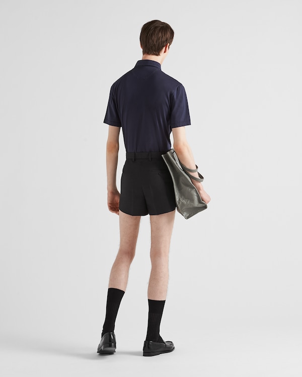 Short-sleeved cotton polo shirt - Navy Short-sleeved cotton polo shirt - Navy