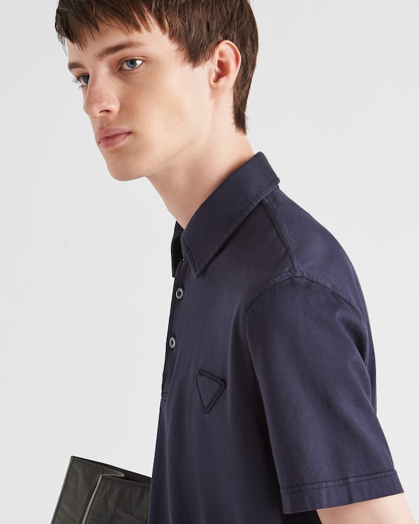 Short-sleeved cotton polo shirt - Navy Short-sleeved cotton polo shirt - Navy