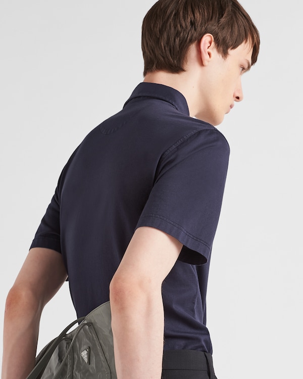 Short-sleeved cotton polo shirt - Navy Short-sleeved cotton polo shirt - Navy