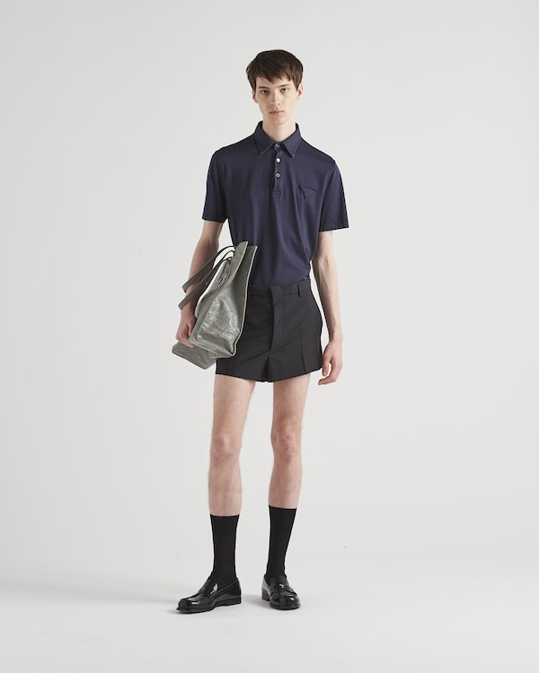 Short-sleeved cotton polo shirt - Navy Short-sleeved cotton polo shirt - Navy