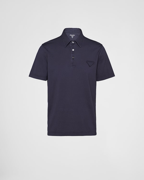 Short-sleeved cotton polo shirt - Navy Short-sleeved cotton polo shirt - Navy
