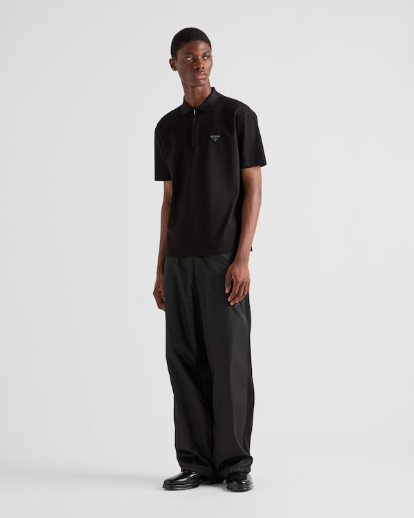 Piqué polo shirt with Re-Nylon details - Black Piqué polo shirt with Re-Nylon details - Black