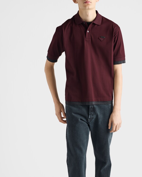 Cotton polo shirt - Burgundy/Anthracite Gray Cotton polo shirt - Burgundy/Anthracite Gray