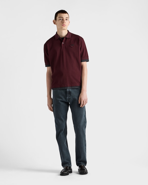 Cotton polo shirt - Burgundy/Anthracite Gray Cotton polo shirt - Burgundy/Anthracite Gray