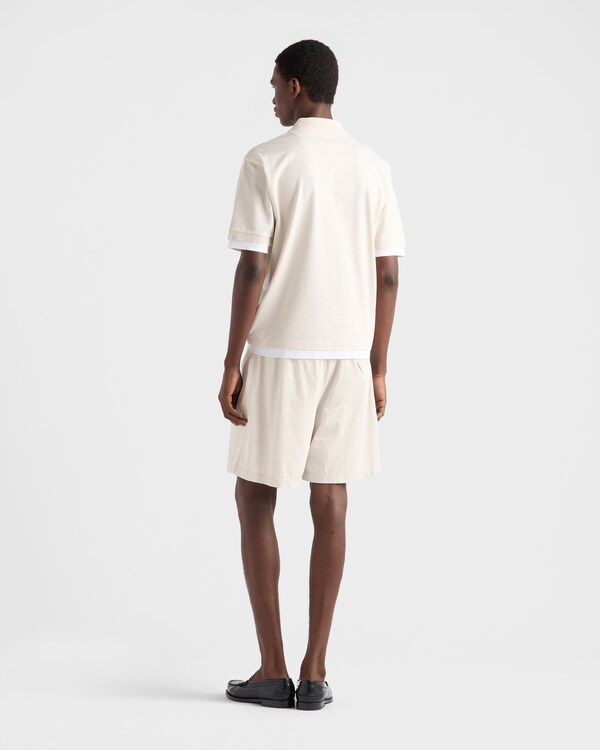 Cotton polo shirt - Talc/White Cotton polo shirt - Talc/White