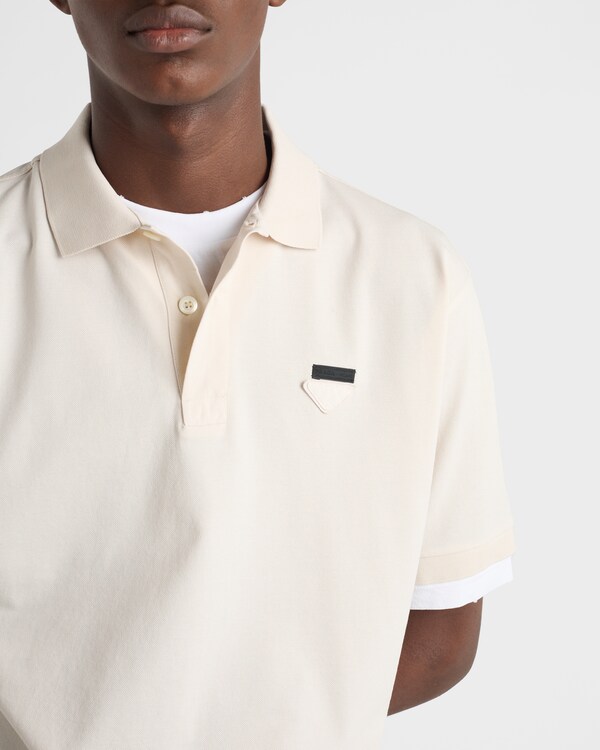 Cotton polo shirt - Talc/White Cotton polo shirt - Talc/White