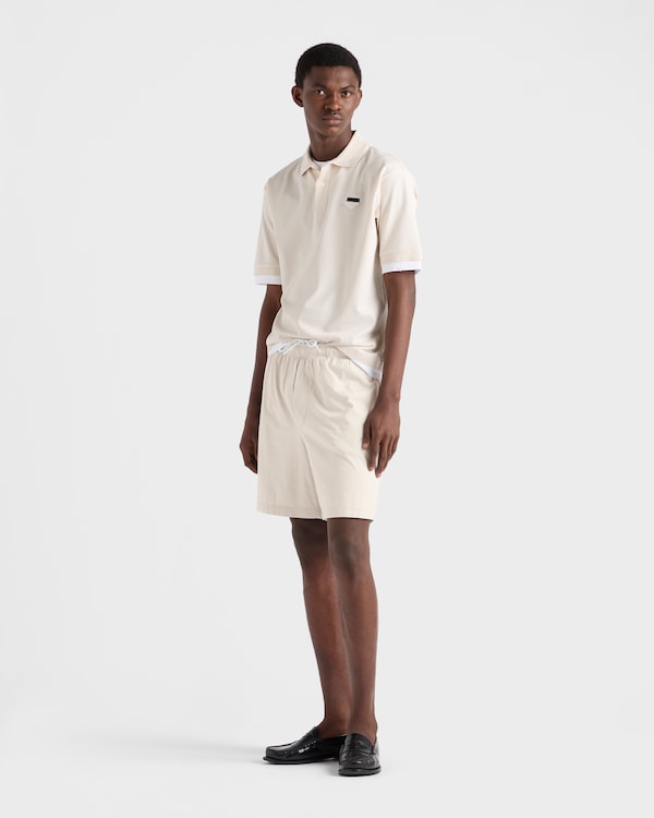 Cotton polo shirt - Talc/White Cotton polo shirt - Talc/White