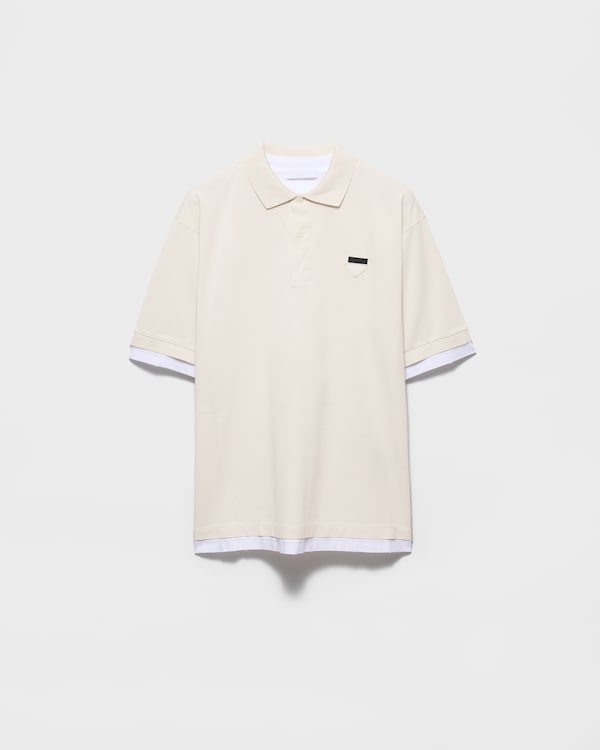 Cotton polo shirt - Talc/White Cotton polo shirt - Talc/White