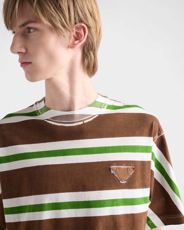 Printed cotton T-shirt - Cocoa/Fern Printed cotton T-shirt - Cocoa/Fern