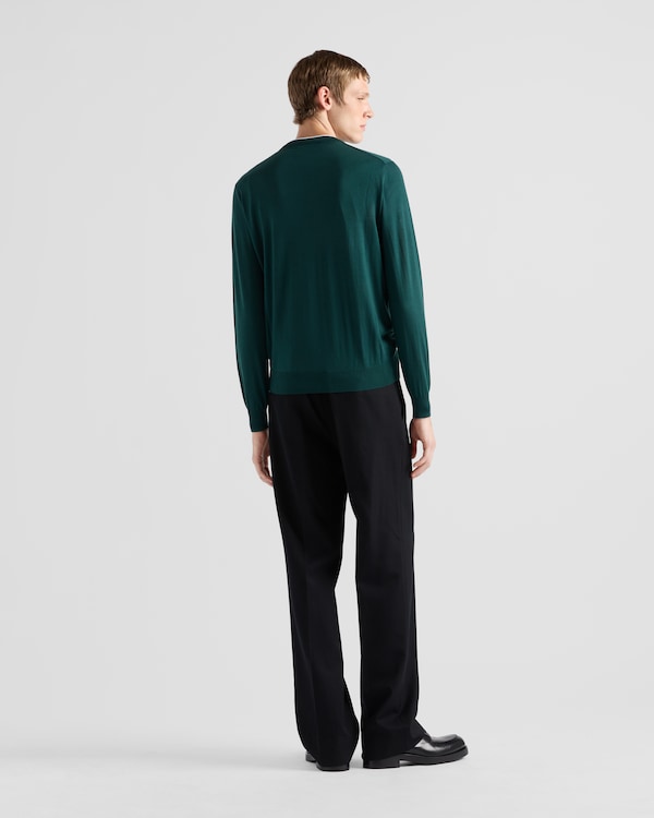 羊毛圆领毛衣 - 瓶绿色 羊毛圆领毛衣 - 瓶绿色