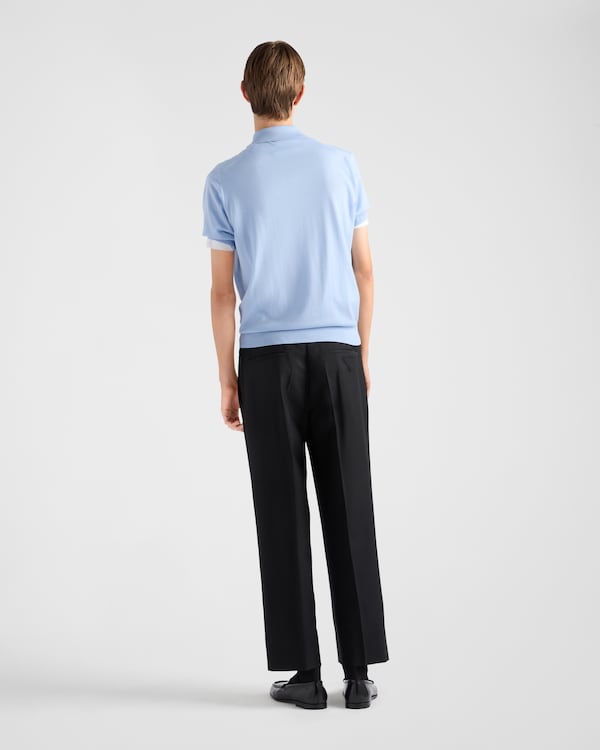 Superfine wool polo shirt - Sky Blue Superfine wool polo shirt - Sky Blue