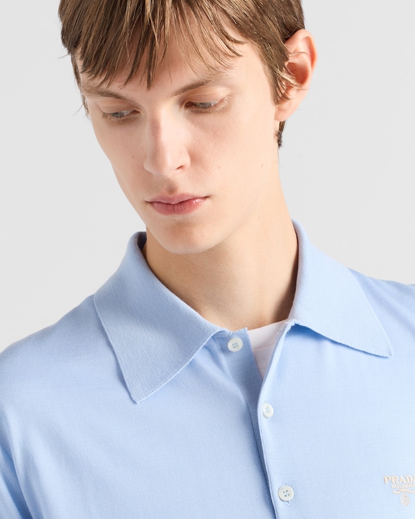 Superfine wool polo shirt - Sky Blue Superfine wool polo shirt - Sky Blue