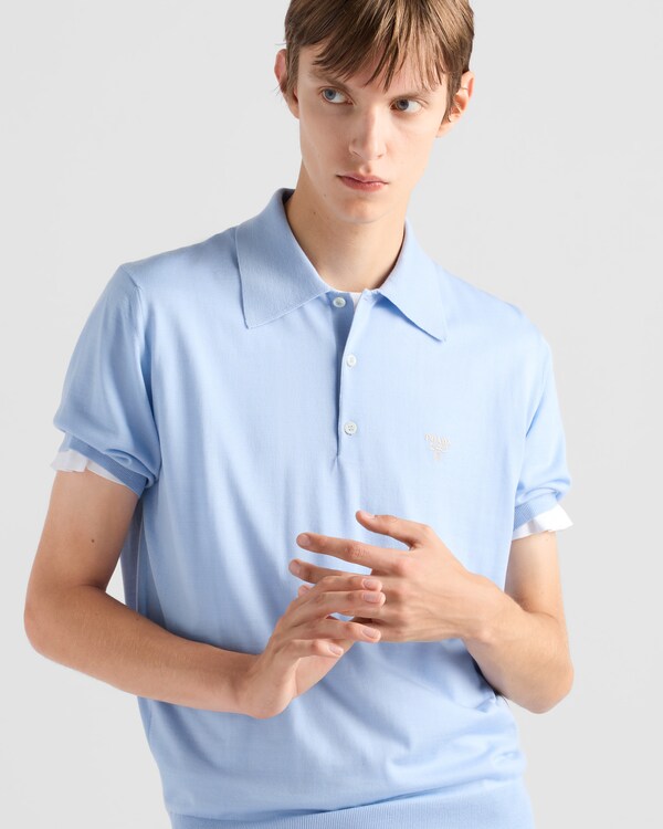 Superfine wool polo shirt - Sky Blue Superfine wool polo shirt - Sky Blue