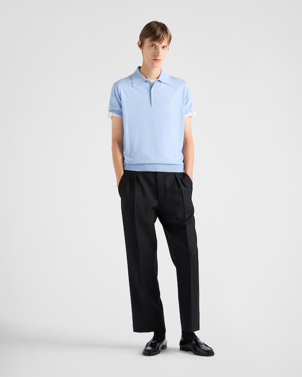 Superfine wool polo shirt - Sky Blue Superfine wool polo shirt - Sky Blue