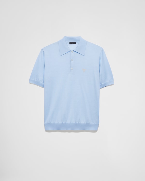 Superfine wool polo shirt - Sky Blue Superfine wool polo shirt - Sky Blue
