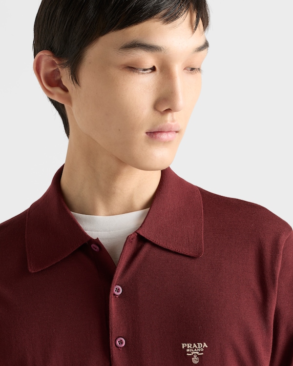 Superfine wool polo shirt - Amaranth Red Superfine wool polo shirt - Amaranth Red