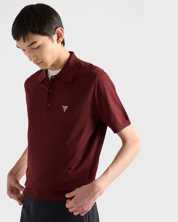 Superfine wool polo shirt - Amaranth Red Superfine wool polo shirt - Amaranth Red