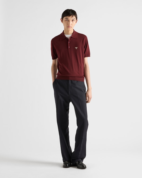 Superfine wool polo shirt - Amaranth Red Superfine wool polo shirt - Amaranth Red