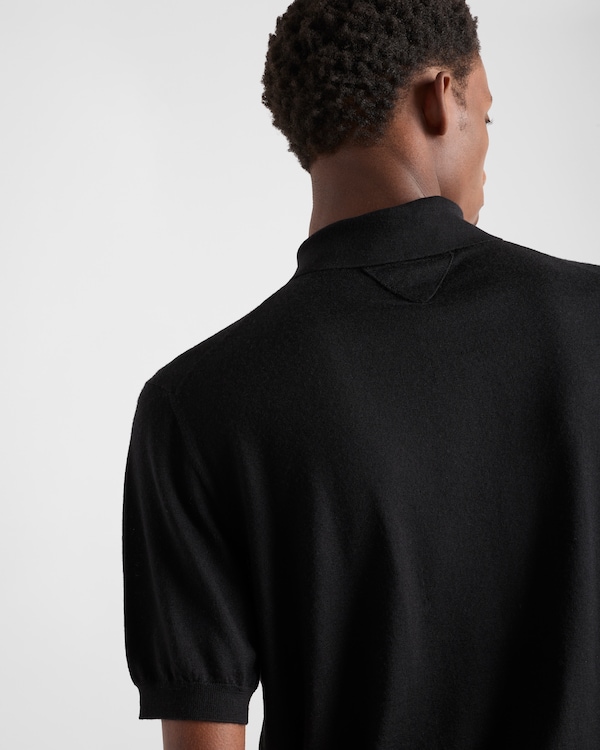 Cashmere and silk polo shirt - Black Cashmere and silk polo shirt - Black
