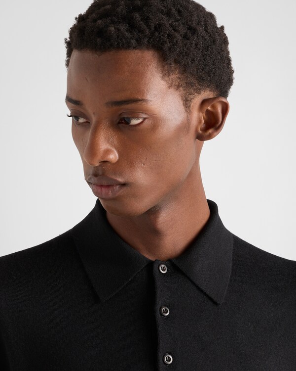 Cashmere and silk polo shirt - Black Cashmere and silk polo shirt - Black