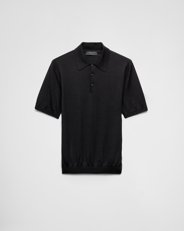 Cashmere and silk polo shirt - Black Cashmere and silk polo shirt - Black