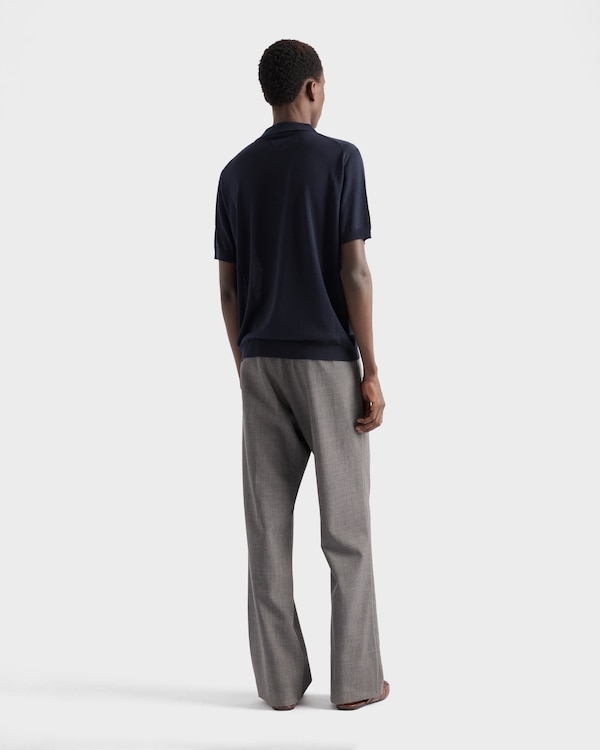 Cashmere and silk polo shirt - Navy Cashmere and silk polo shirt - Navy