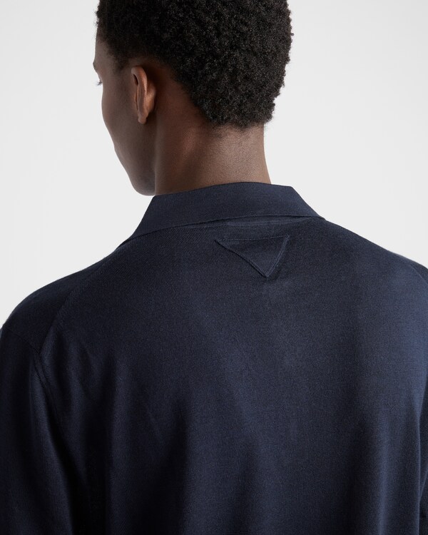 Cashmere and silk polo shirt - Navy Cashmere and silk polo shirt - Navy