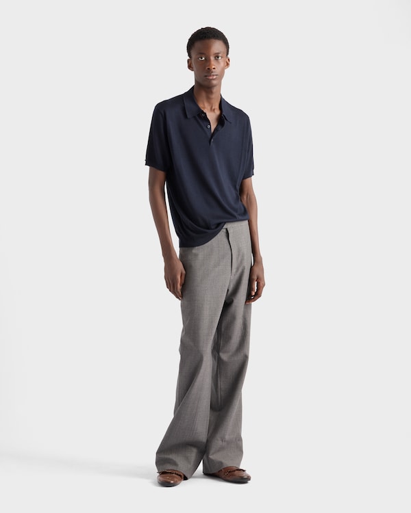 Cashmere and silk polo shirt - Navy Cashmere and silk polo shirt - Navy