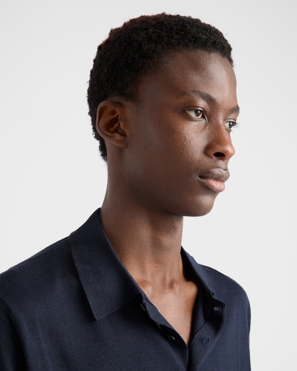 Cashmere and silk polo shirt - Navy Cashmere and silk polo shirt - Navy