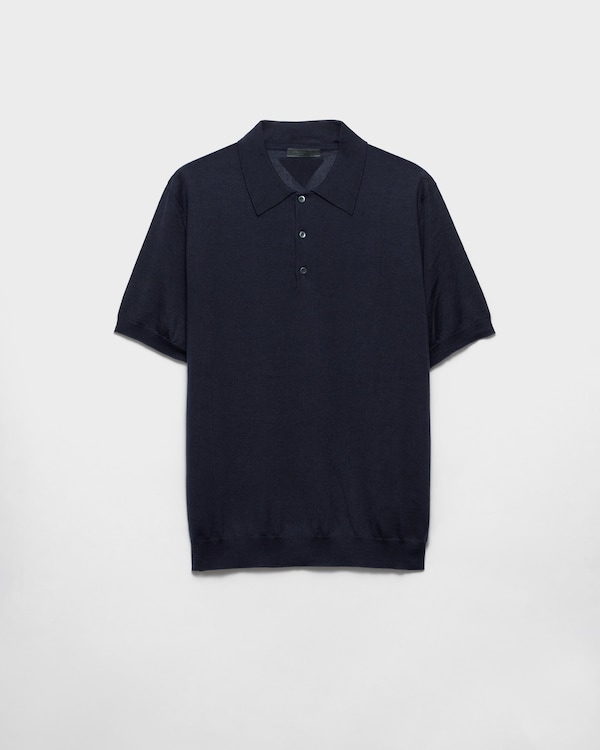 Cashmere and silk polo shirt - Navy Cashmere and silk polo shirt - Navy