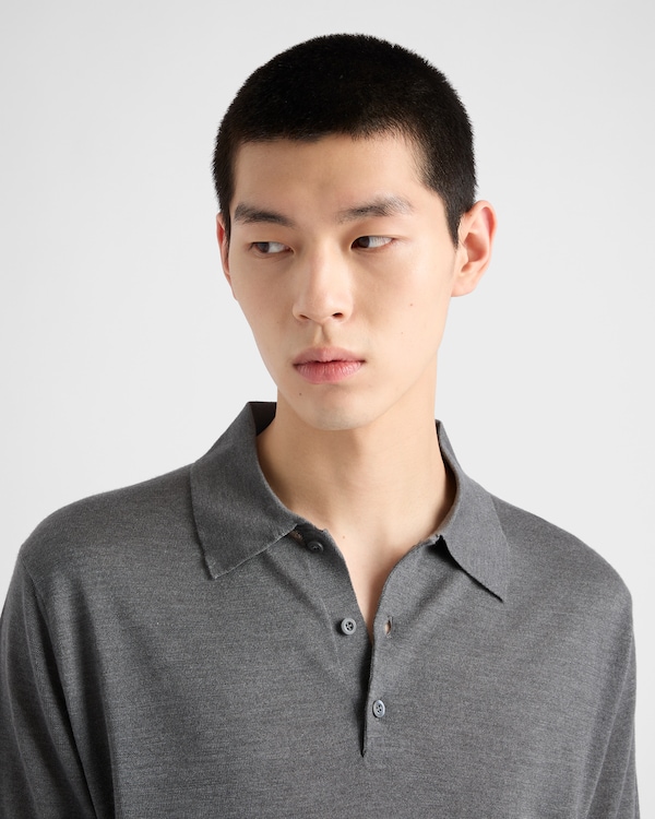 Cashmere and silk polo shirt - Slate Gray Cashmere and silk polo shirt - Slate Gray
