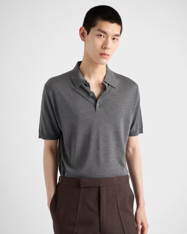 Cashmere and silk polo shirt - Slate Gray Cashmere and silk polo shirt - Slate Gray