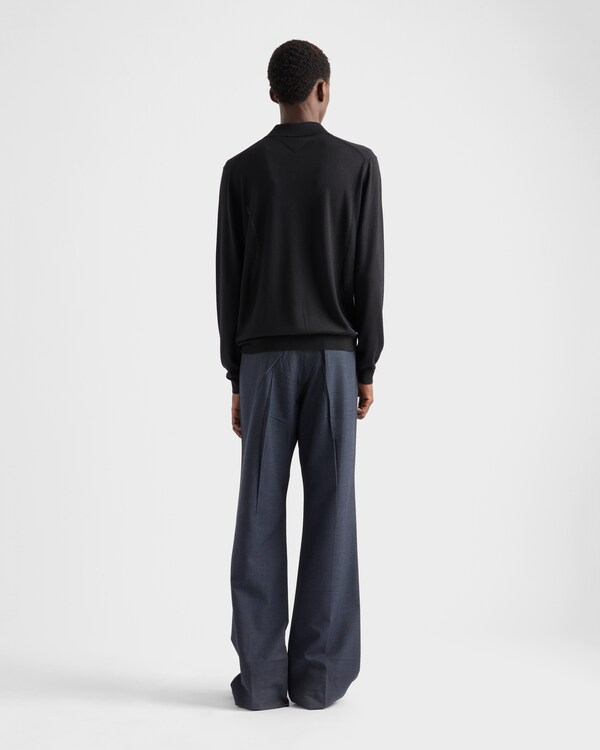 Cashmere and silk polo shirt - Black Cashmere and silk polo shirt - Black